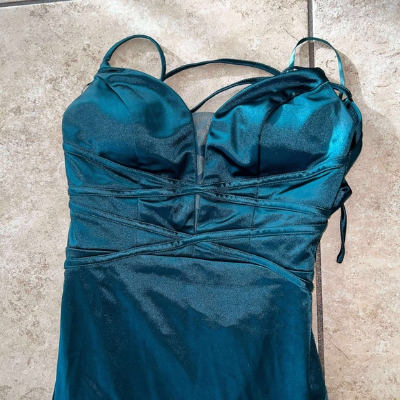 Dresses & Skirts - Elegant Teal Satin Dress